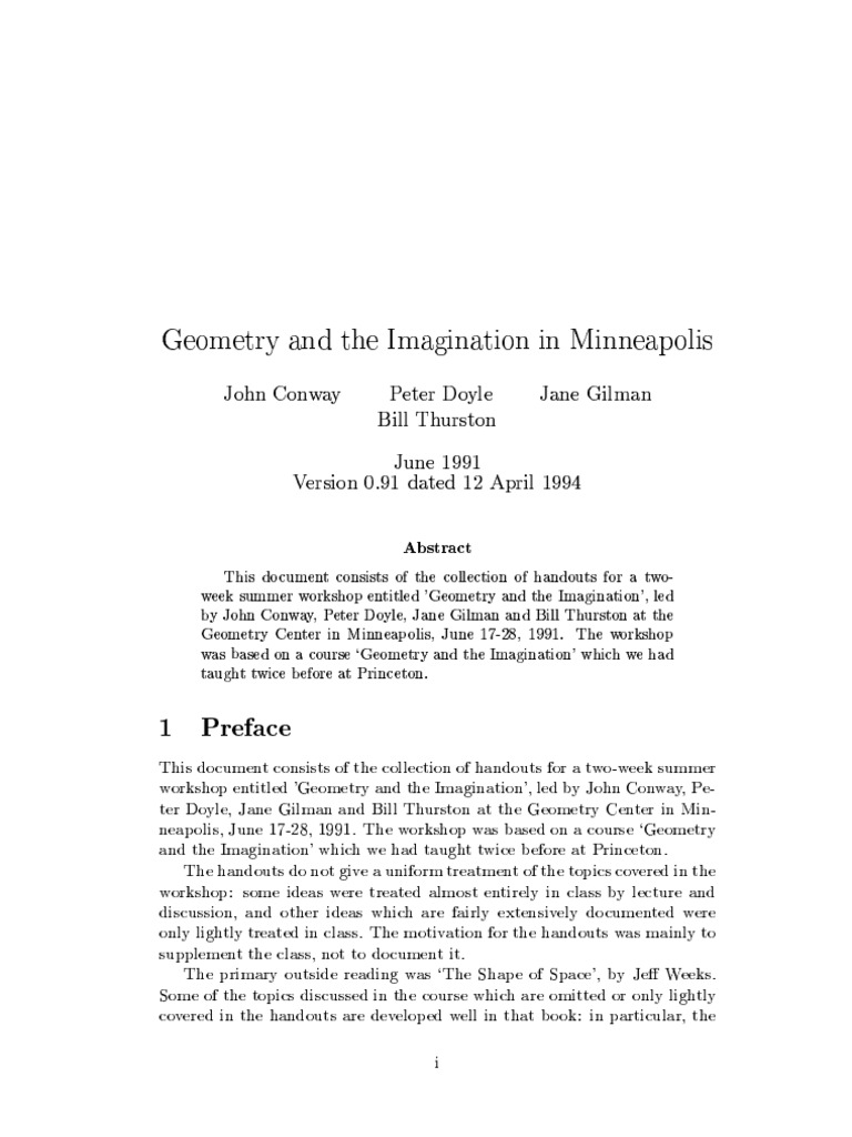 Conway - Geometry and The Imagination | PDF