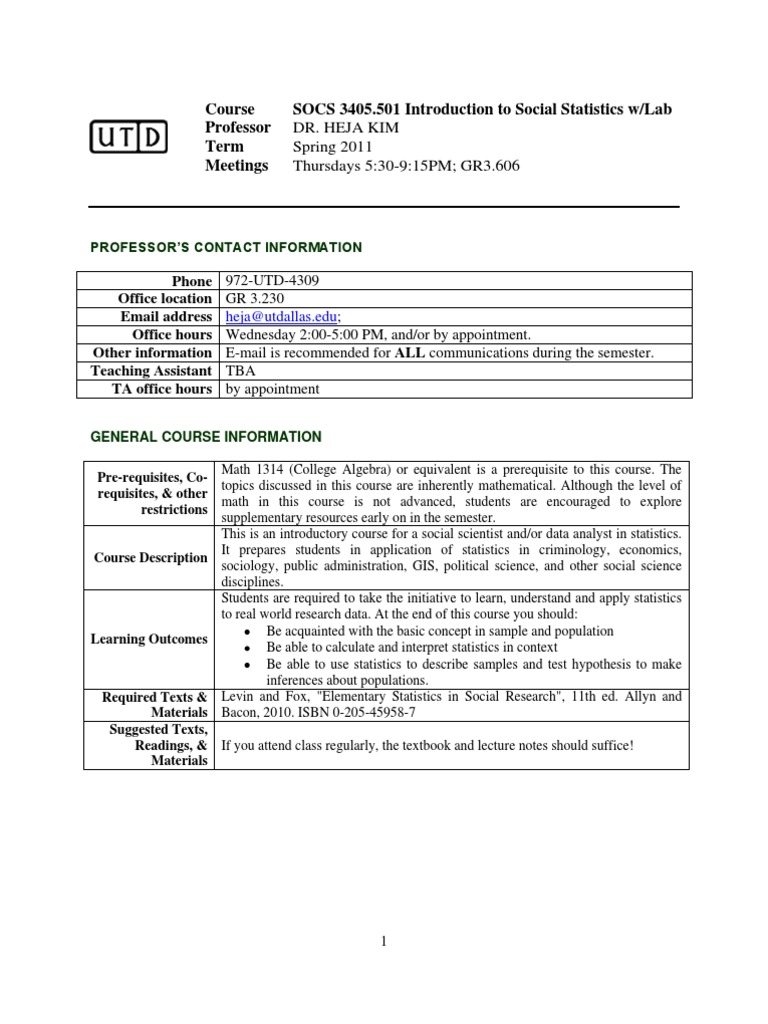 Social Statistics Course Guide | PDF