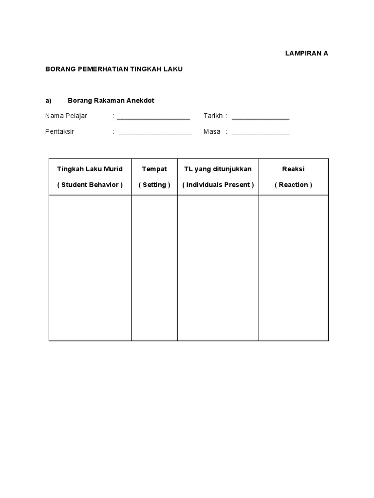 Contoh Rekod Anekdot | PDF