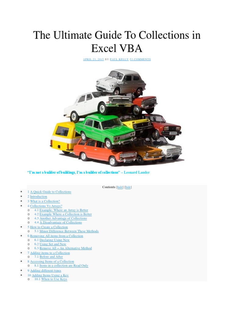 Excel VBA Collections Explained | PDF | Parameter (Computer Programming ...