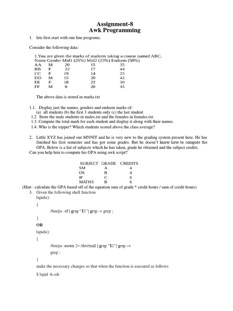 Assignment 8 Awk Financial Transaction Computing
