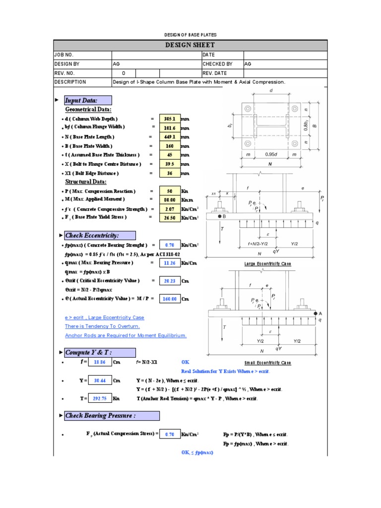 AG Base Plate With Moment Axial Compression | PDF | Column | Materials