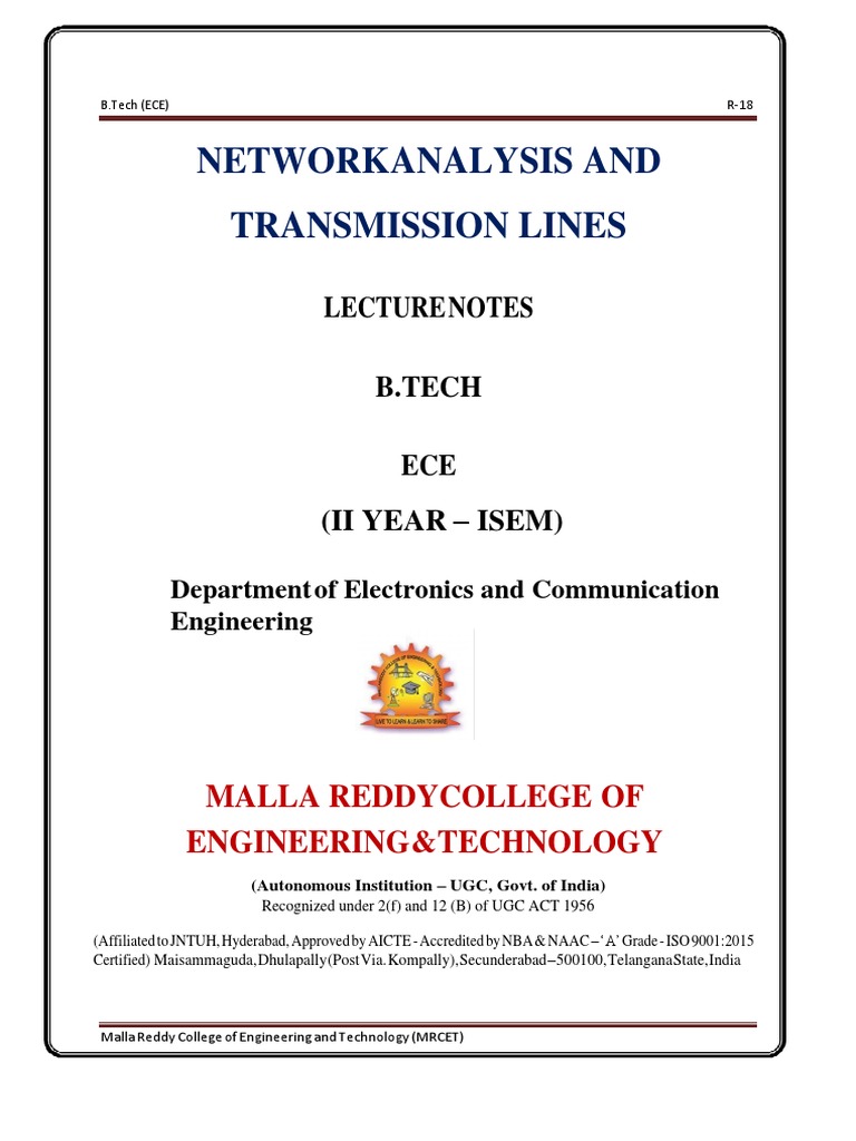 Network Analysis & Transmission Lines Notes | PDF | Electrical Network ...