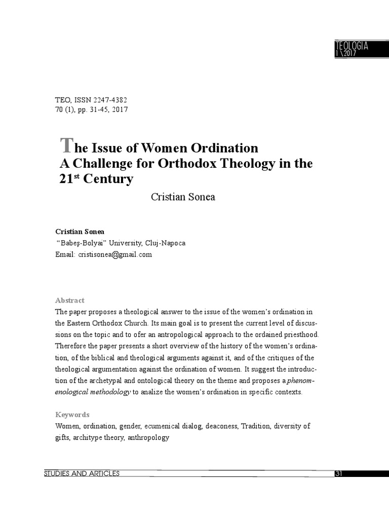 The Issue Of Women Ordination A Challeng Pdf Pdf Ordination Priest