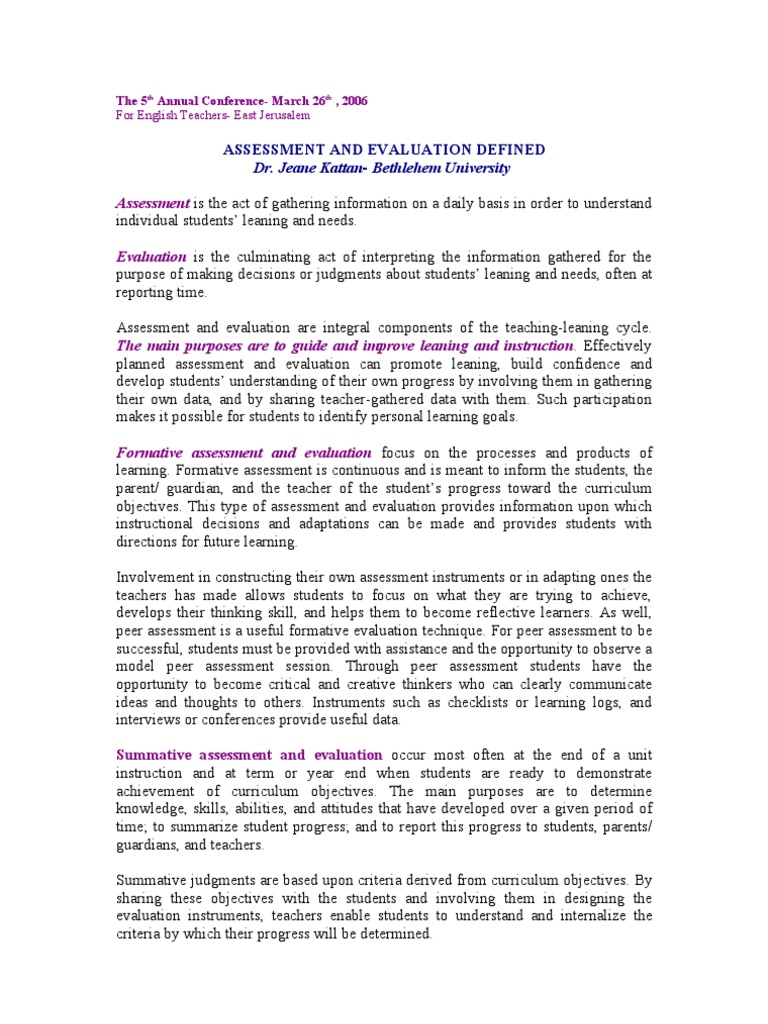 Assessment and Evaluation in Education | PDF | Educational Assessment ...