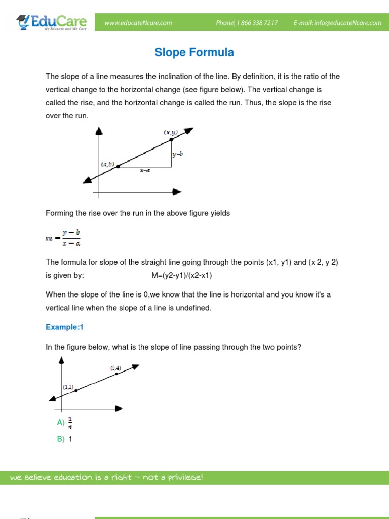 Math Study Guide - Slope Formula