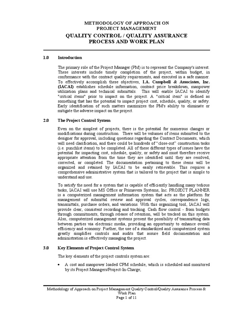 Project Management Quality Control Guide | PDF | Project Management ...