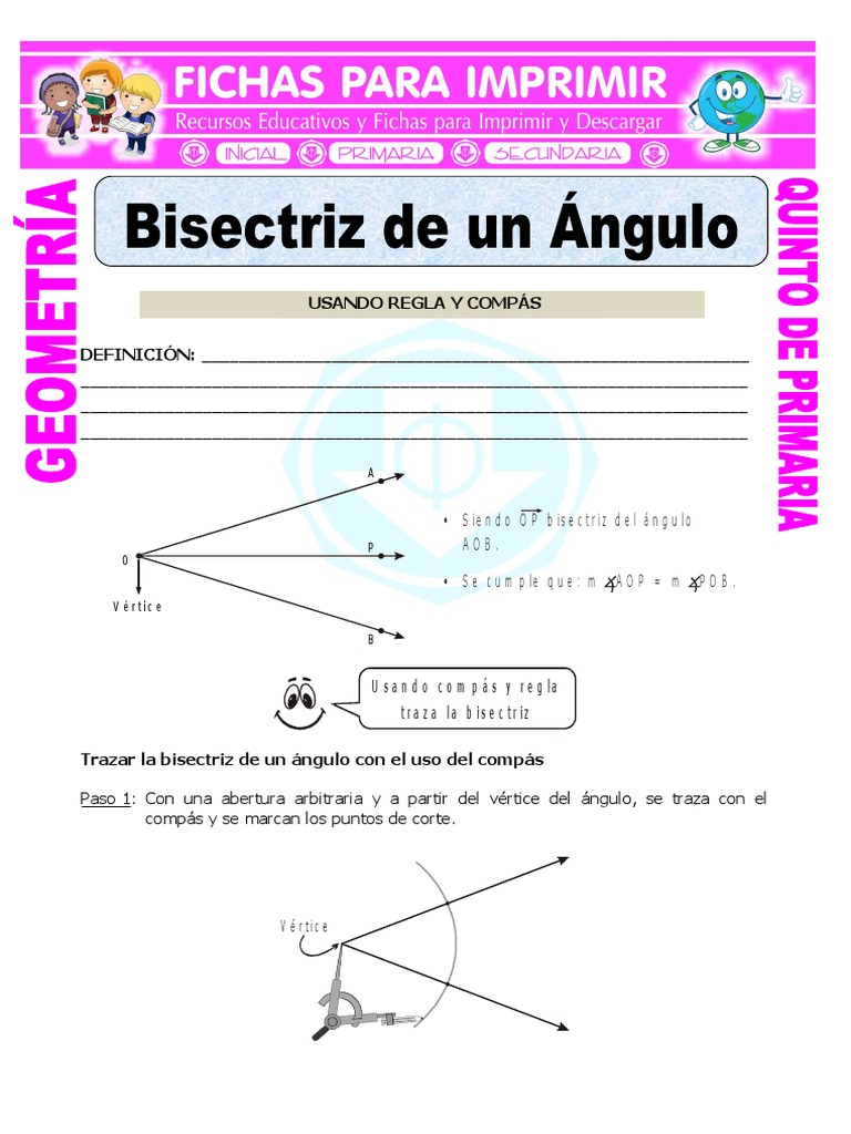 Hoja De Trabajo De Geometría Con Respuestas Para La Bisectriz De Un ángulo
