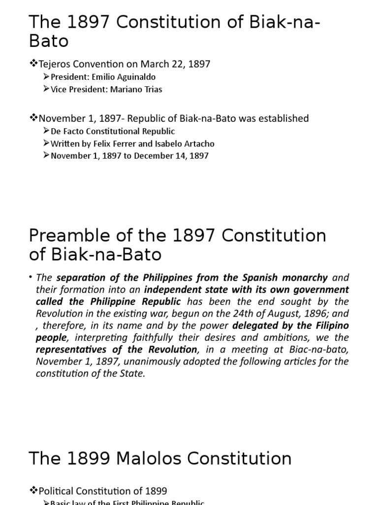 The 1897 Constitution of Biak Na Bato PDF Constitution