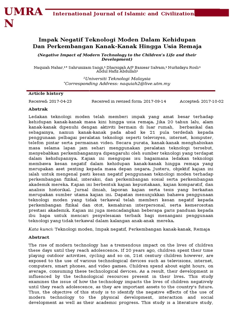 Jurnal Impak Negatif Pdf