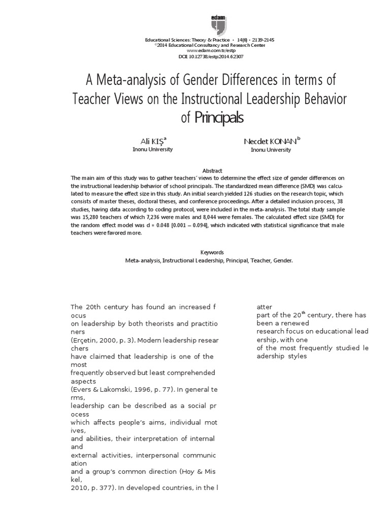 Meta Analysis Example PDF Effect Size Meta Analysis