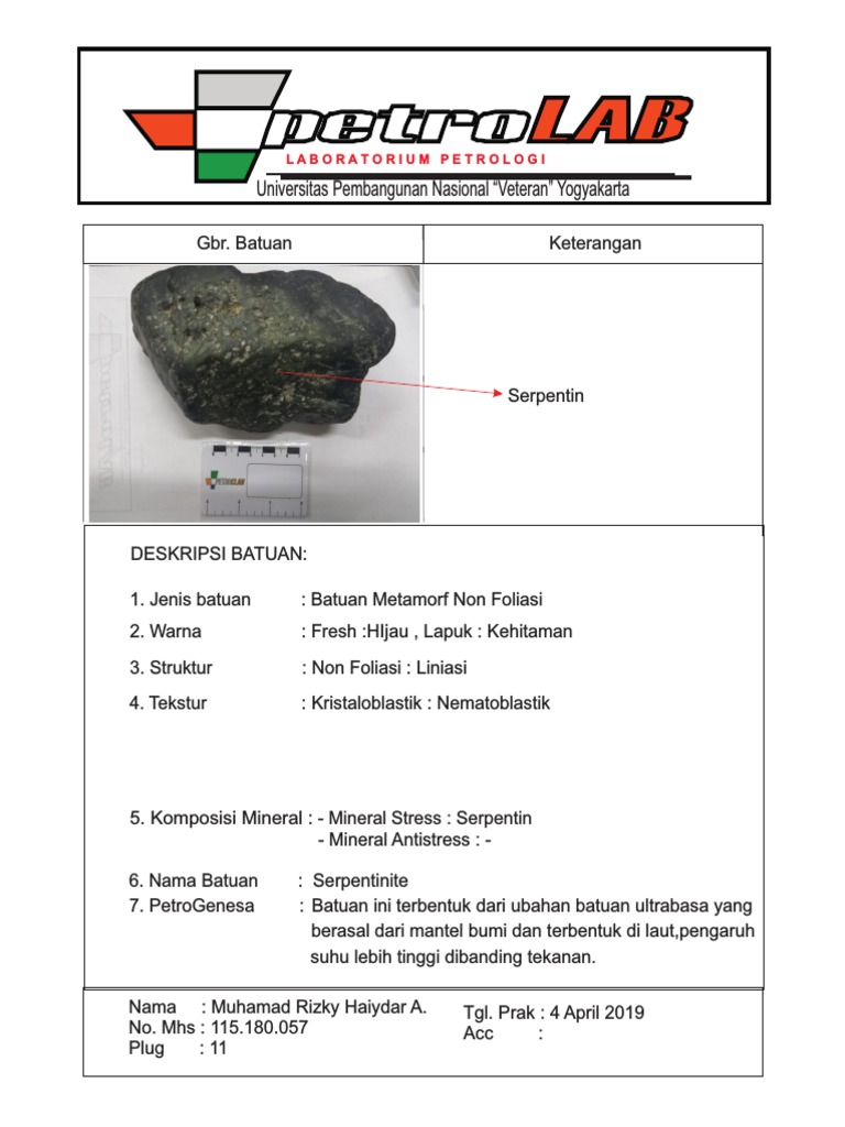 Deskripsi Batuan Serpentinit Metamorf | PDF | Griya & Taman | Teknologi ...