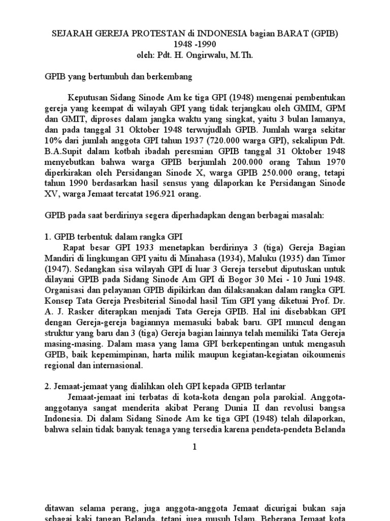 Perkembangan Aliran Gereja di Indonesia