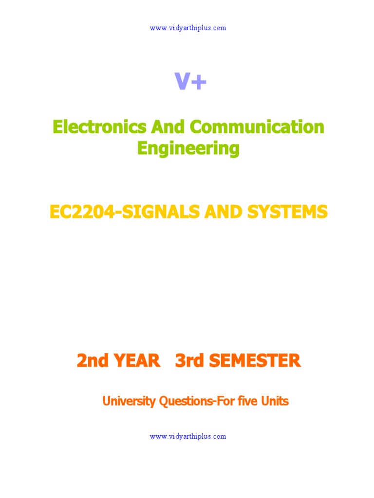 EC2204 Signals and Systems Exam Guide | PDF | Convolution | Fourier ...