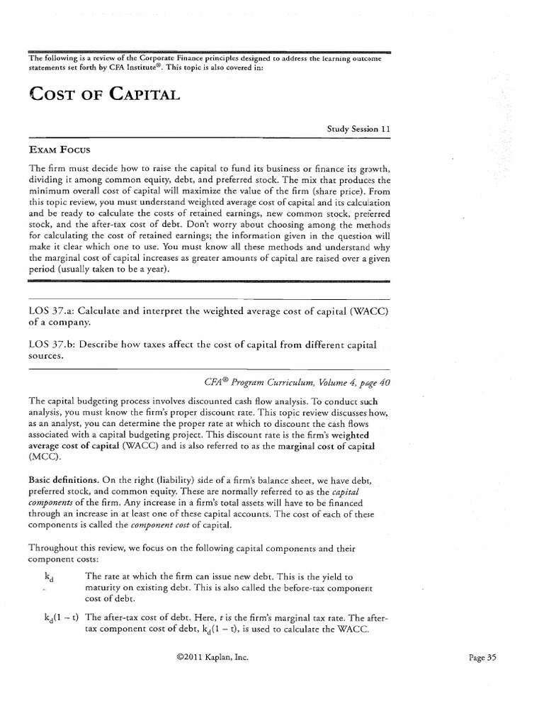 Cost of Capital and Leverage Measures | PDF