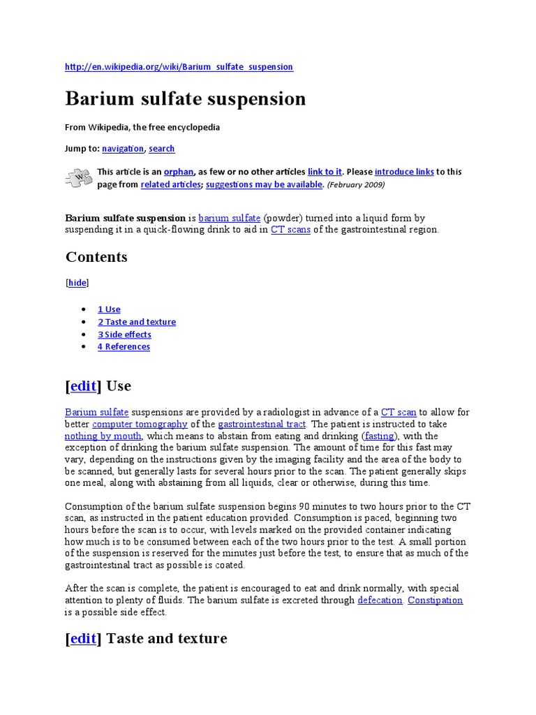 Barium Sulfate Suspension Is PDF Chemical Substances Materials