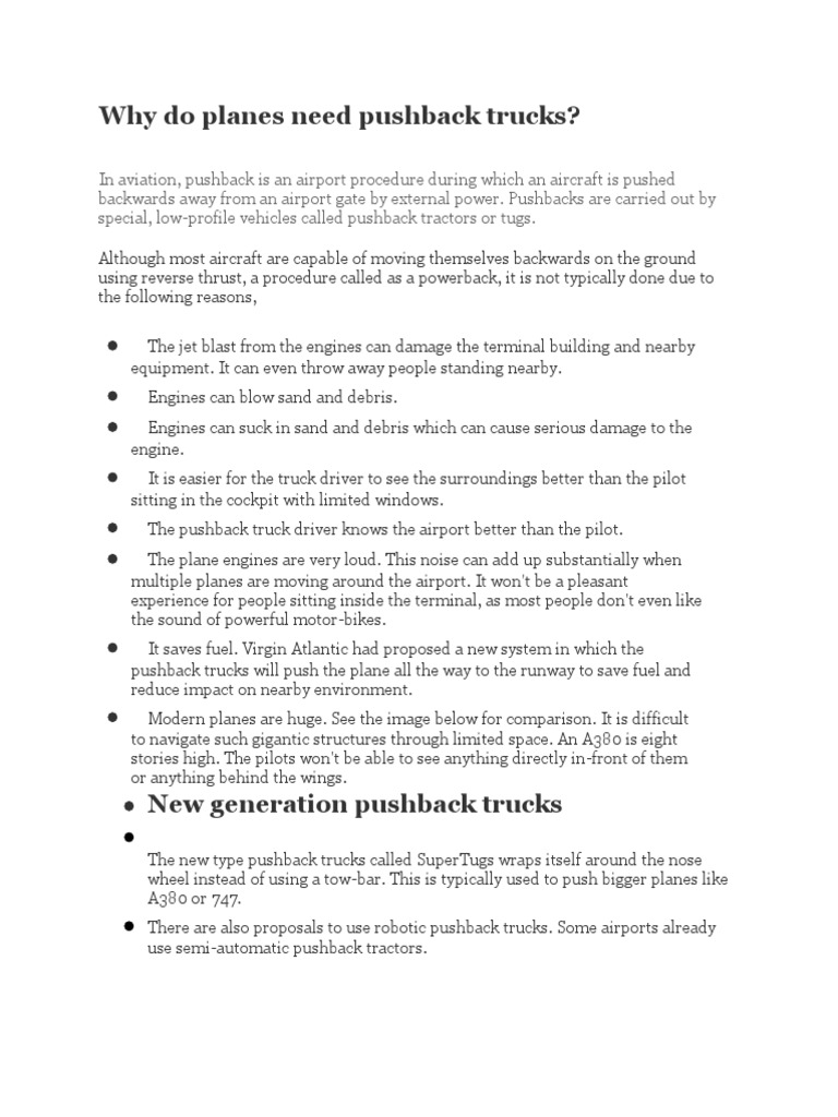 Why Do Planes Need Pushback