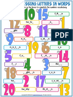 Numbers Vocabulary Esl Missing Letters in Words Worksheet For Kids
