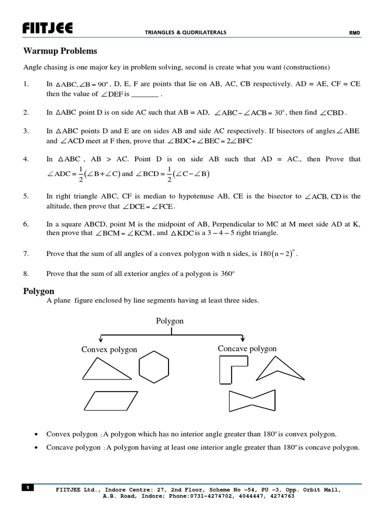 Triangles & Qudrilaterals-1 PDF | PDF | Triangle | Convex Geometry