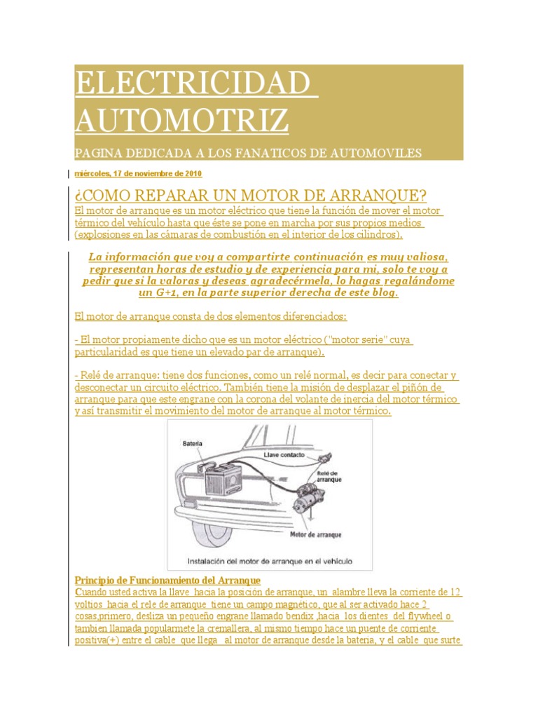 Motor De Arranque Dañado? Identifica Las Partes Y Reemplázalas Fácilmente. - jdcve8l