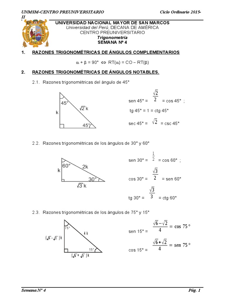 Teoria Semana 4 15 2 Pdf Triangulo Trigonometria