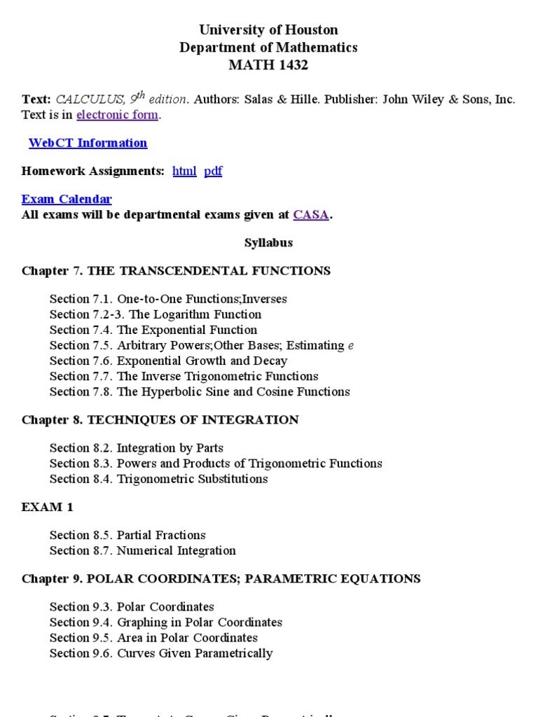 MATH 1432 Course Overview | PDF | Trigonometric Functions | Series ...