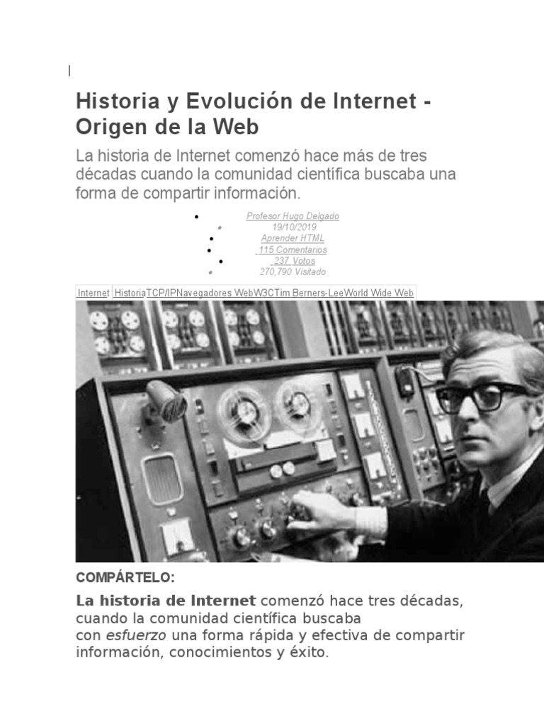 Origen y Evolución de Internet | PDF | Red mundial | Internet y web