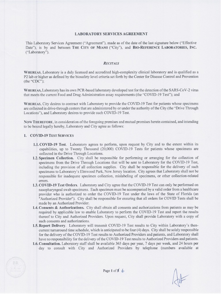OPK Laboratory Services Agreement | PDF