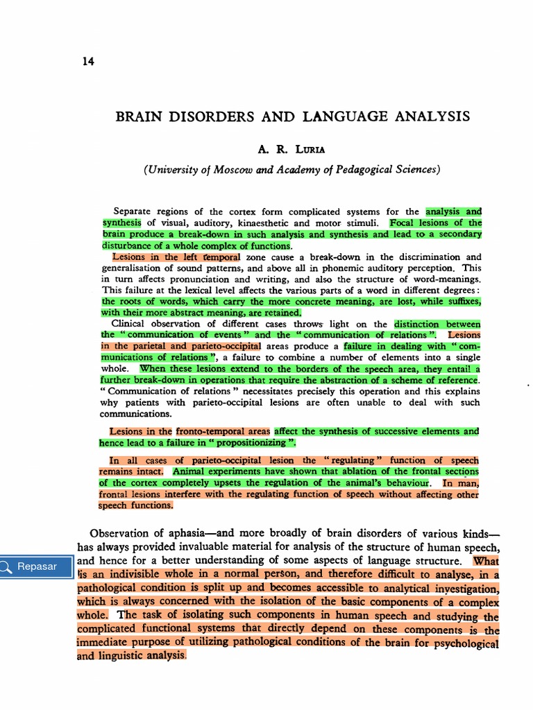 Brain Disorders and Language Function | PDF | Speech | Aphasia