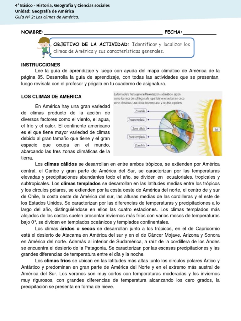 Climas de América para 4° Básico | PDF | Clima templado | Clima