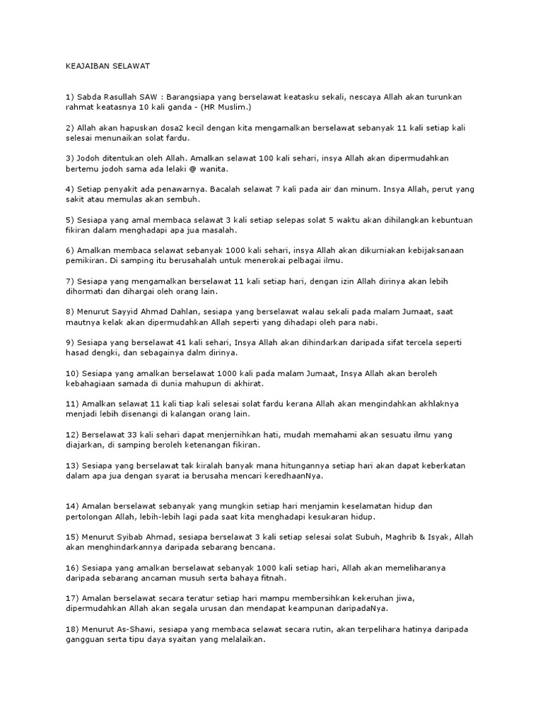 Keajaiban Selawat Pdf