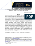 Alienação Parental Autoinfligida:consequências Da Exposição Da Criança E/ou Adolescente Ao Processo Judiciale As Medidas Judiciais Aplicáveis para A Solução Do Conflito