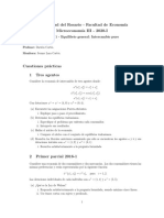 Microeconomía III - Taller 1 sobre equilibrio general y asignaciones Pareto-eficientes
