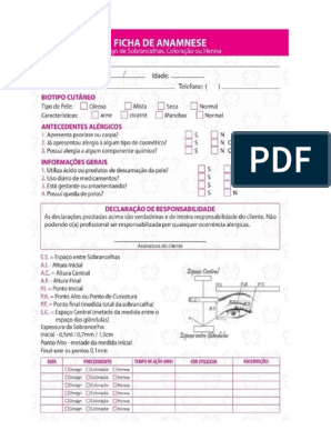 Ficha de anamnese design de sobrancelhas