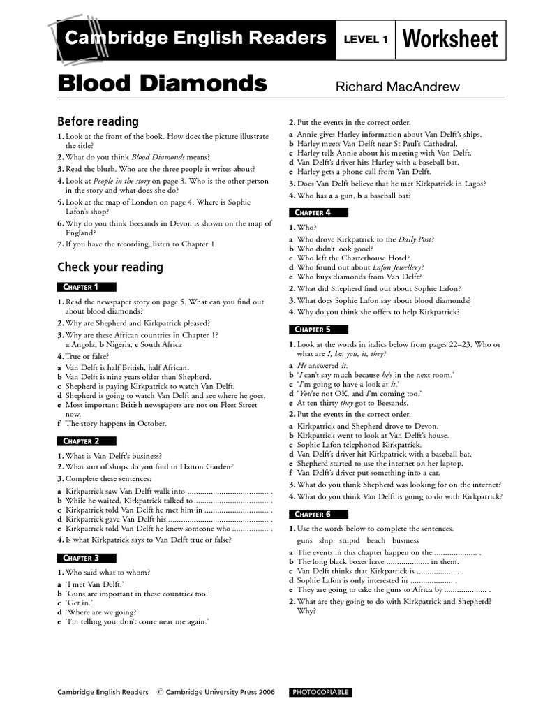 Blood Diamonds - Worksheet PDF | PDF