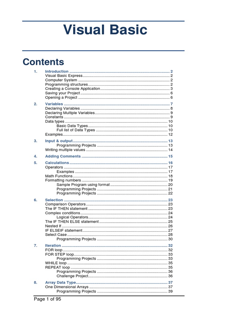 Complete VB Notes PDF | PDF | Visual Basic .Net | Division (Mathematics)
