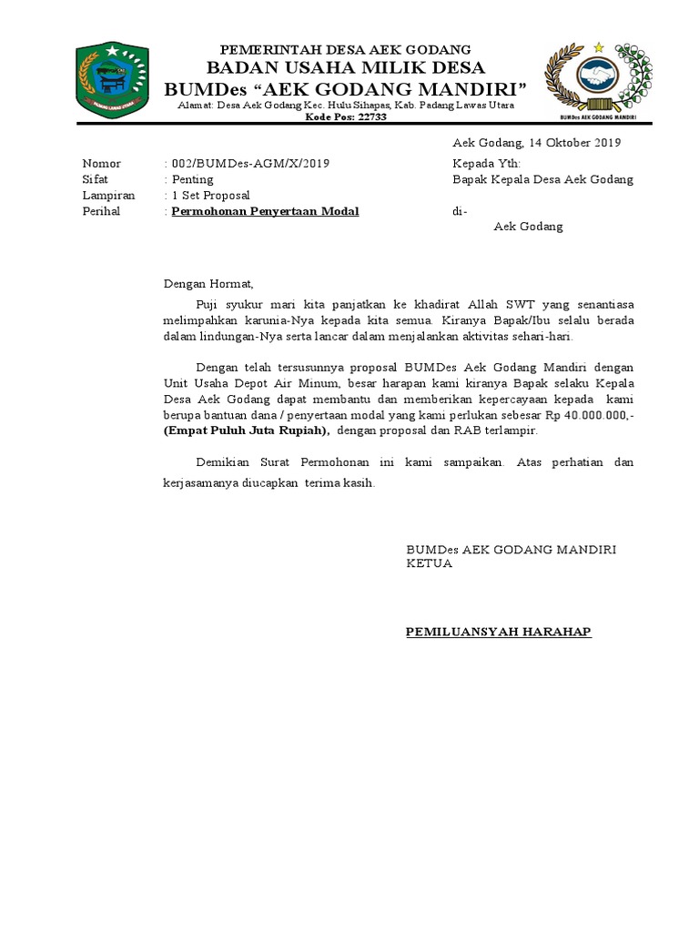 Surat Undangan Rapat Bumdes | PDF