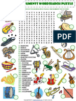 Musical Instruments Wordsearch Puzzle Vocabulary Worksheet