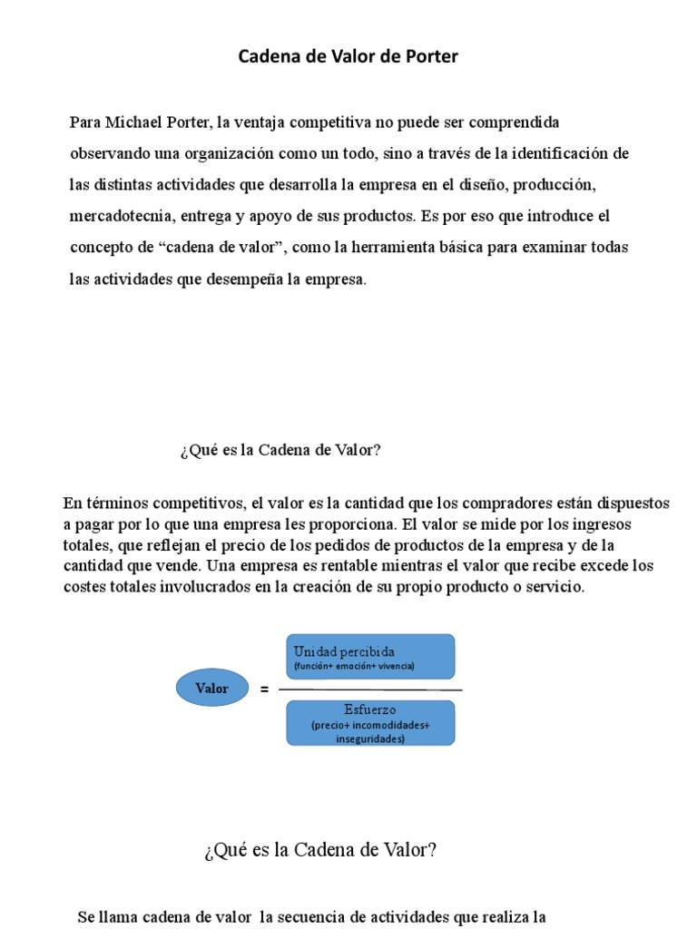 Cadena de Valor según Michael Porter | PDF | Cadena de valor | Logística