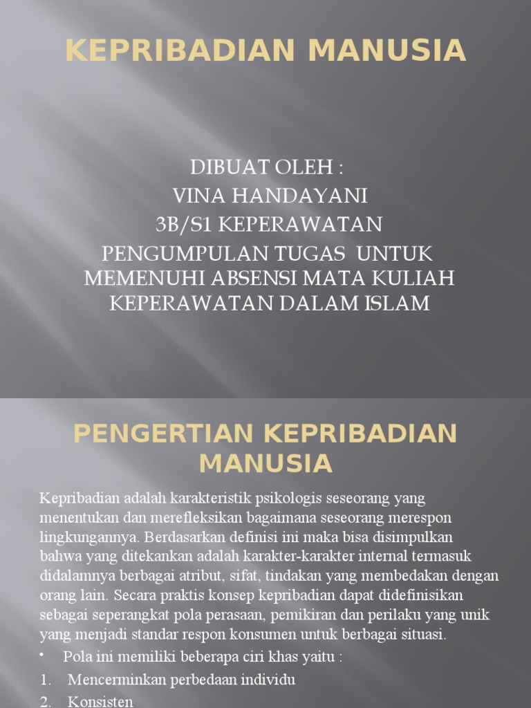 Ciri dan Aspek Kepribadian Manusia | PDF
