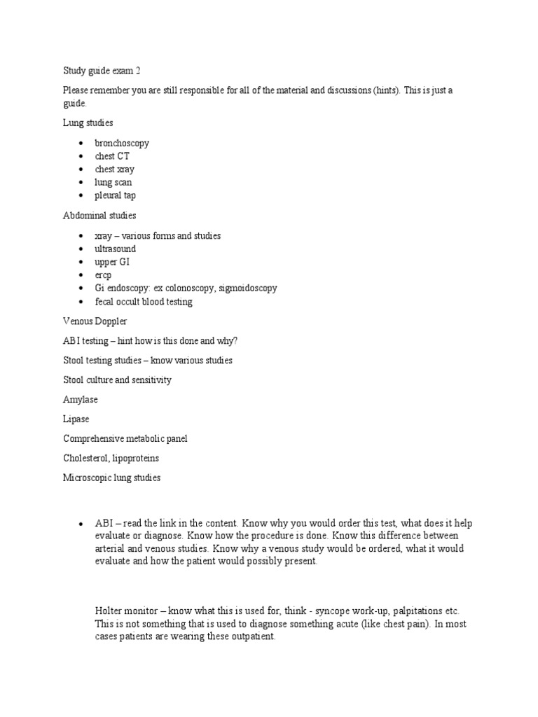 Comprehensive Exam 2 Study Guide | PDF