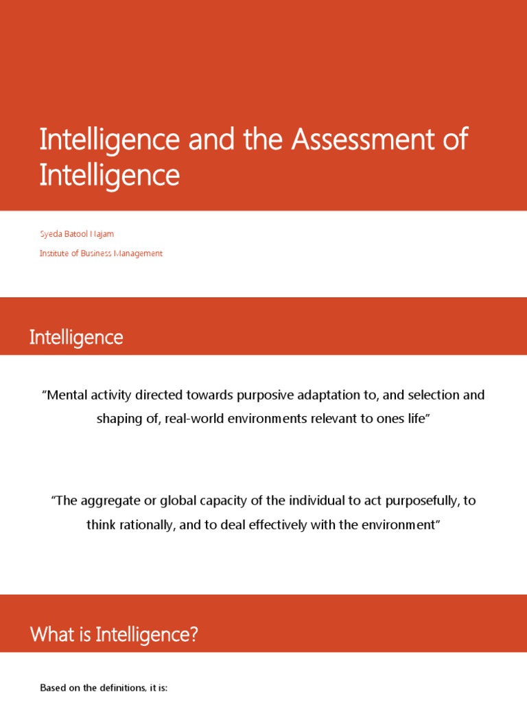 Understanding Intelligence Assessment Pdf Intelligence Quotient