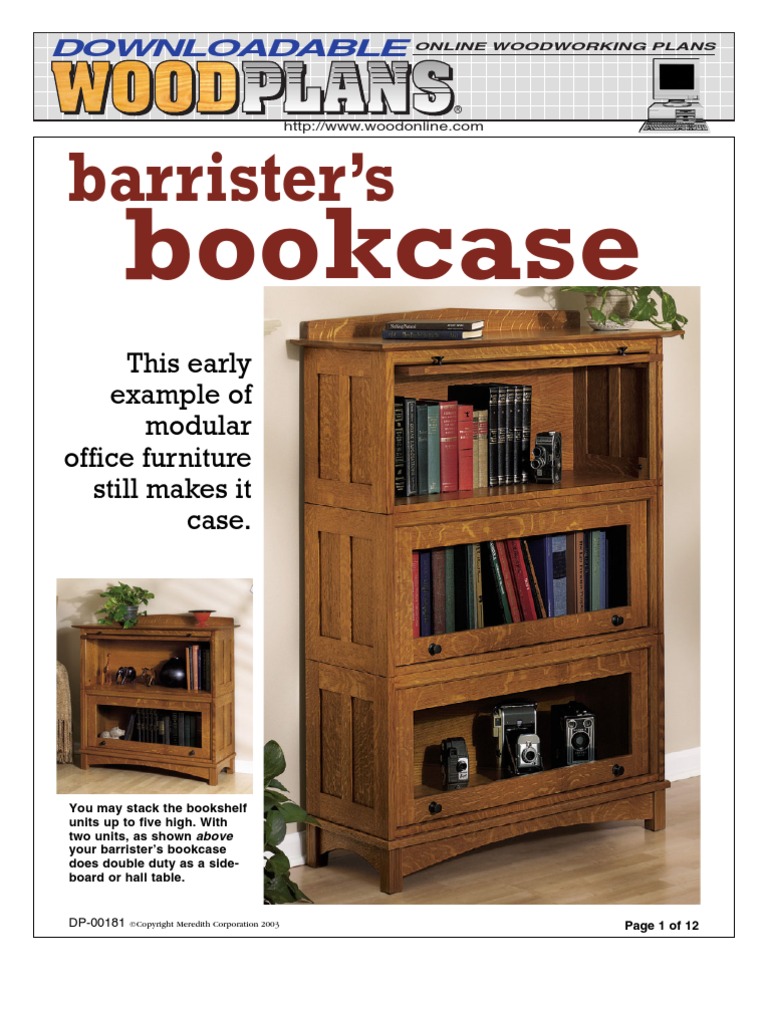 WoodPlans Online - Barrister's Bookcase Bookcase Woodworking