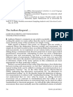 TESOL Quarterly Volume 33 issue 4 1999 [doi 10.2307_3587885] James Dean Brown and Thom Hudson -- Comments on James D. Brown and Thom Hudson's _The Alternatives in Language Assessment_. The Authors R.pdf