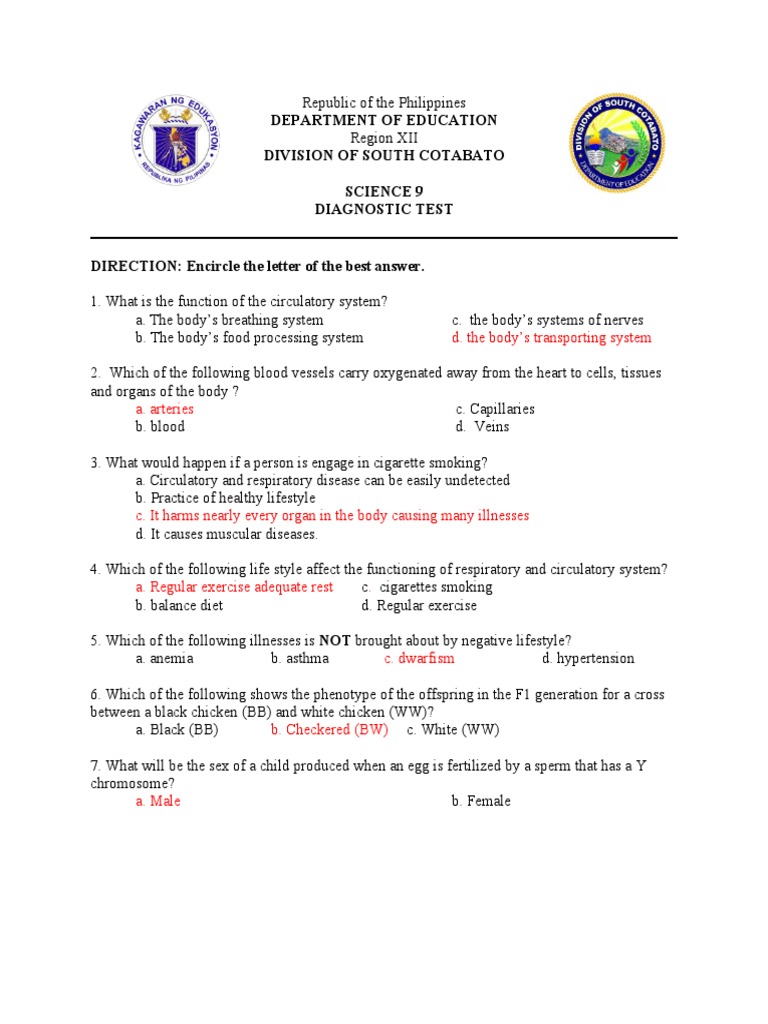 Grade 9 Science Diagnostic Test | PDF | Chemical Bond | Volcano