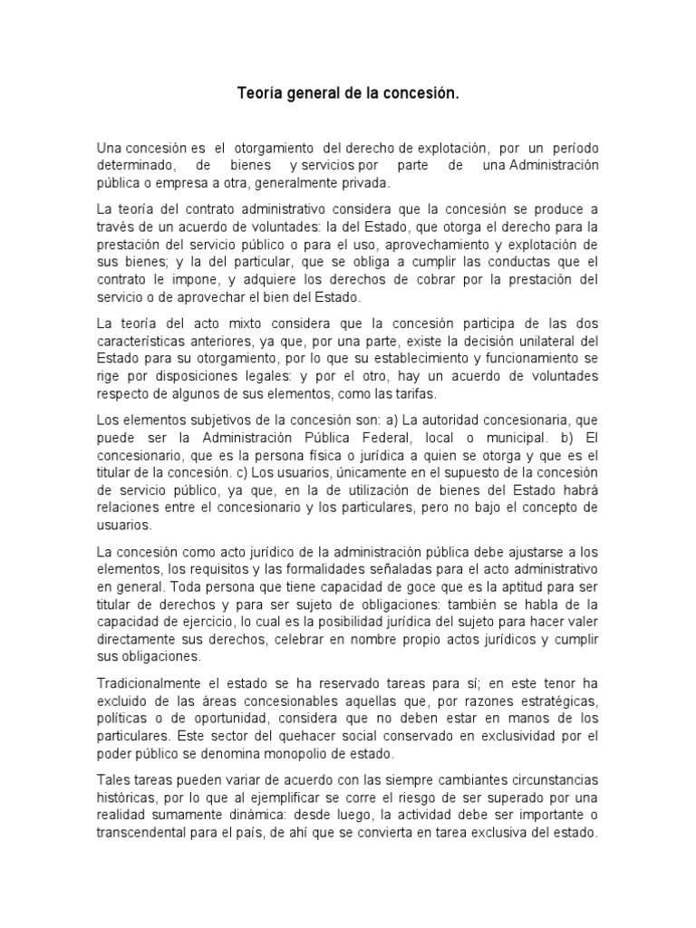 Teoría de la concesión administrativa | PDF | Estado (política) | Propiedad