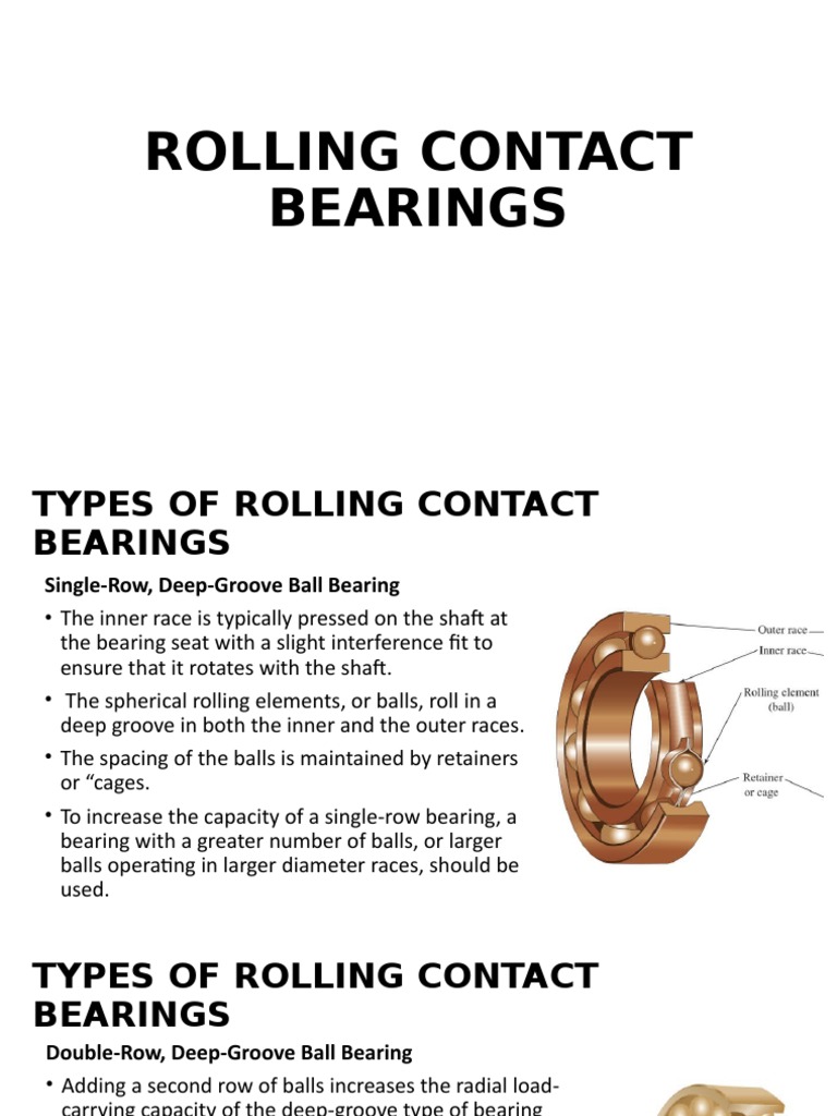Rolling Contact Bearings PDF Bearing (Mechanical) Machines