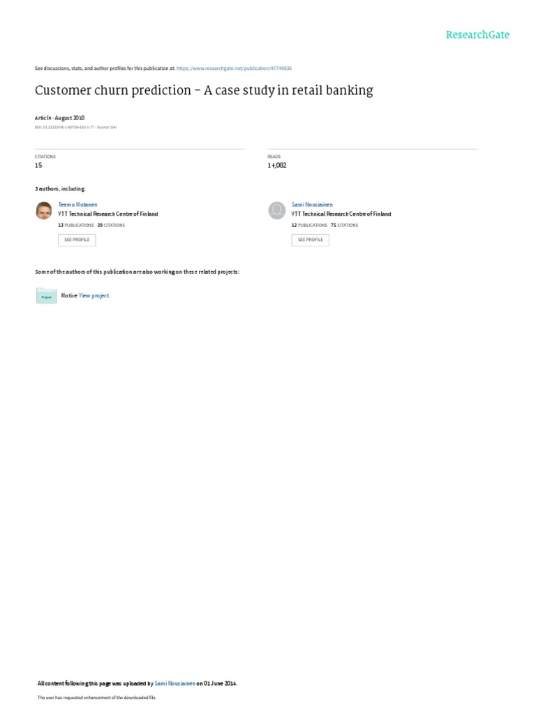 Customer Churn Prediction A Case Study In Retail Pdf Statistical Classification Customer Relationship Management