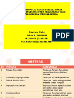 Analisis Portofolio Saham Sebagai Dasar Pertimbangan Investasi Pada