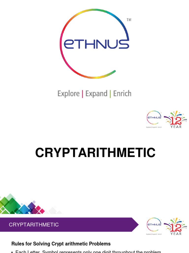 CRYPTARITHMETIC 1st Year Advanced - Session-2 | PDF | Mathematical ...